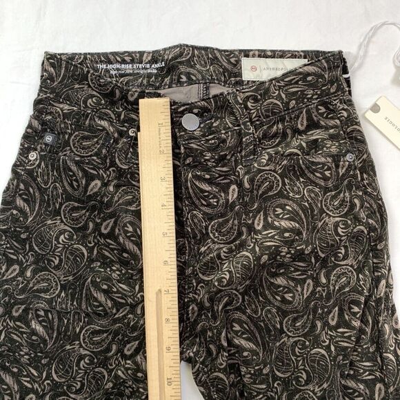 AG For Anthropologie Stevie High Rise Ankle Velvet Pants Paisley Black Size 24 - Picture 9 of 15